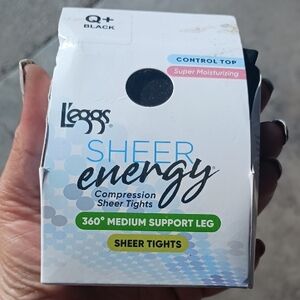 Sheer Energy Black Compression Sheer Tights